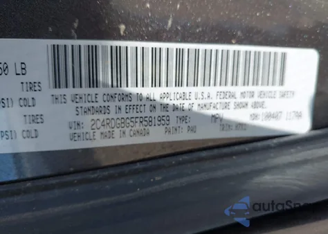 2015 Dodge Grand Caravan Se из США, поврежденный, VIN 2C4RDGBG5FR581959